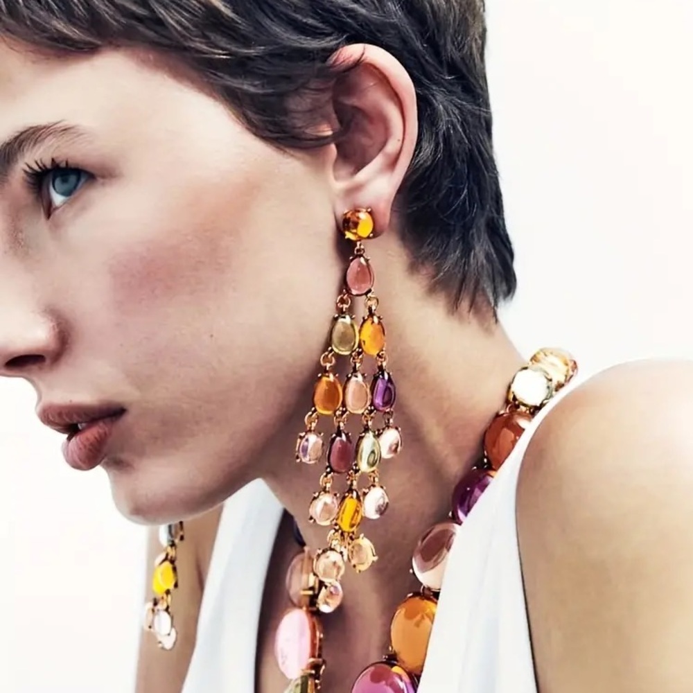 New Zara Resin Waterfall Drop Dangle Earrings